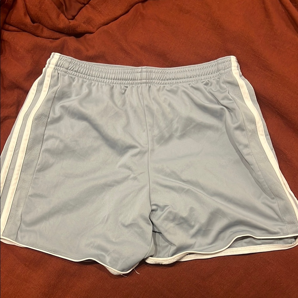 Gray Athletic Shorts with White Stripes